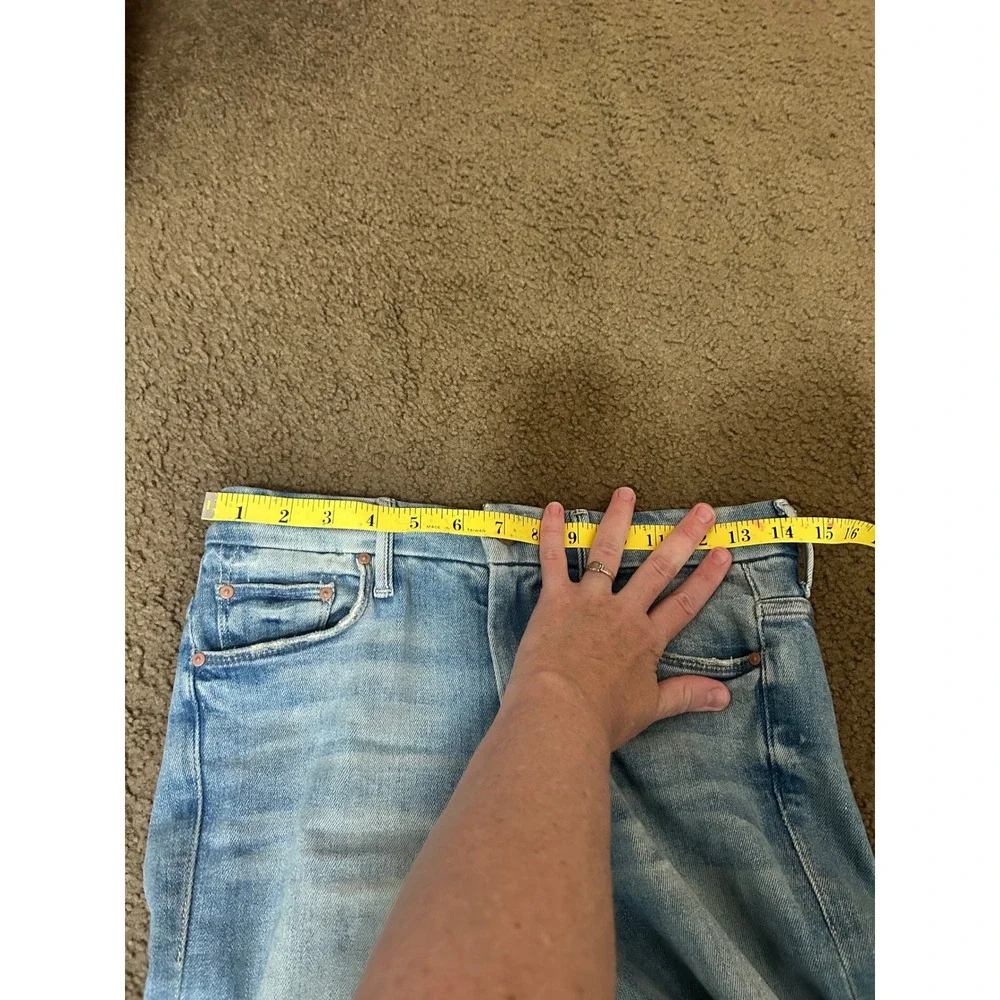 Mother‎ High Waisted Looker Ankle Fray Jeans Au Revoir Light Blue Size 26